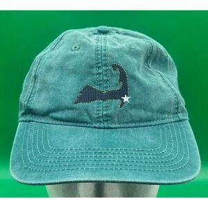Harding Lane Cape Cod Needlepoint Hat Green Adjustable Cotton Baseball Cap